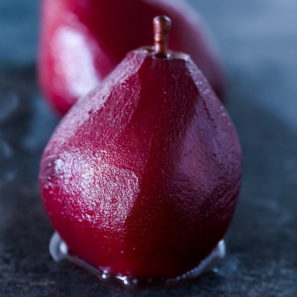 Red Wine Poached Pears