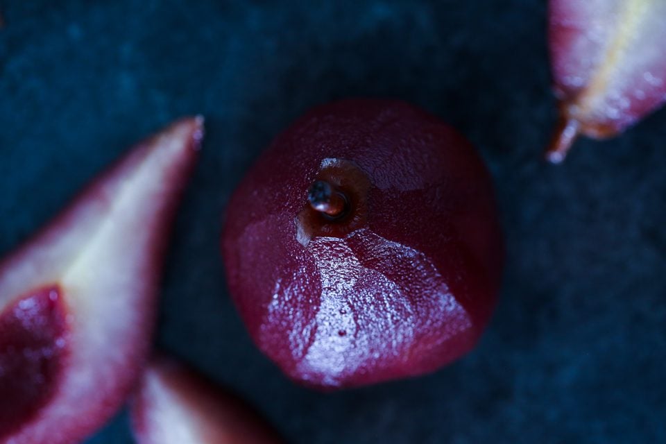 Red Wine Poached Pears