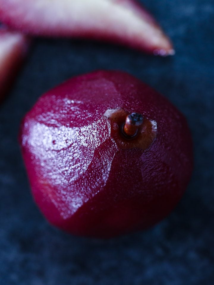 Red Wine Poached Pears