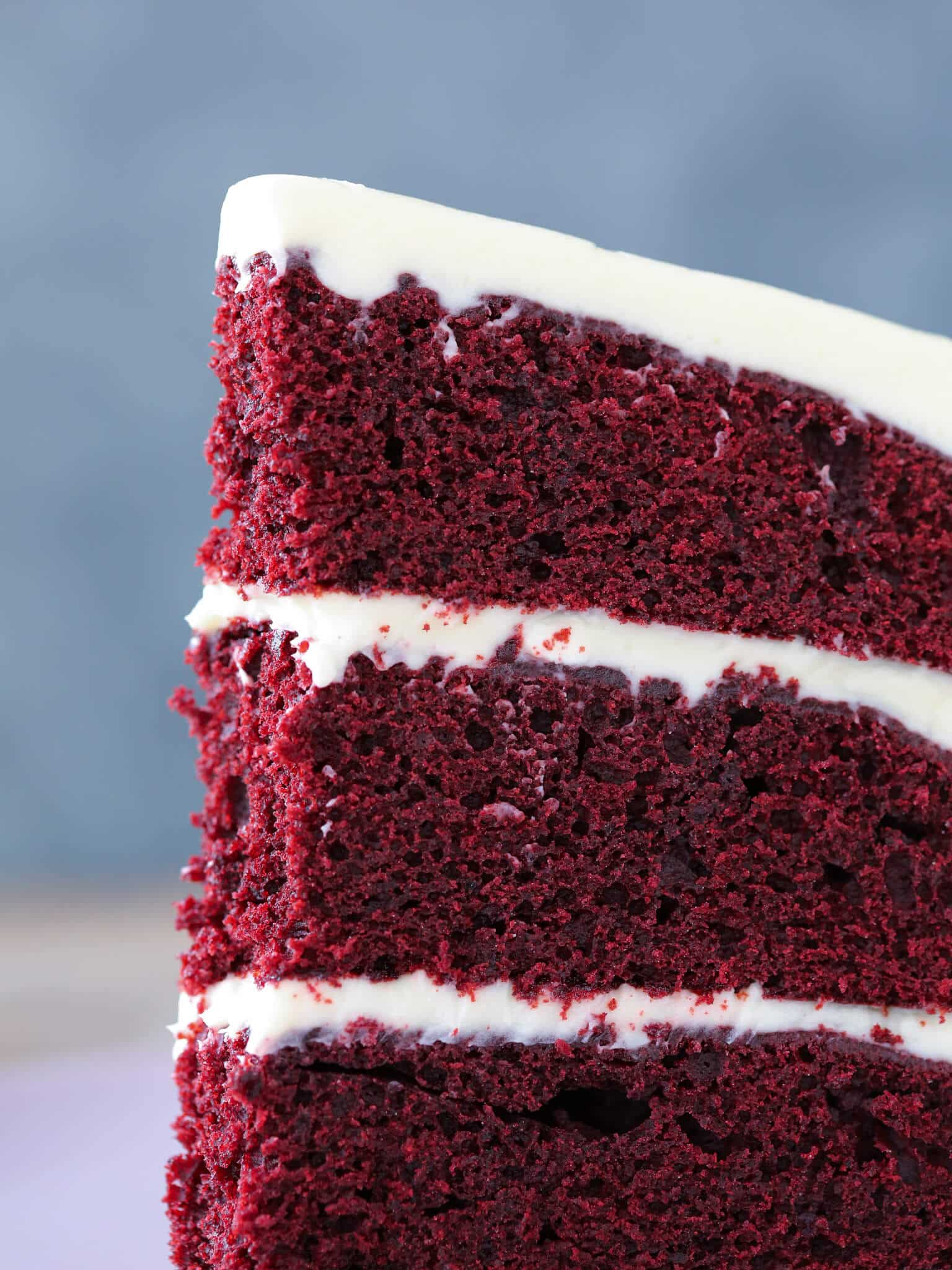 Red Velvet Layer Cake Cream Cheese Buttercream slice detail