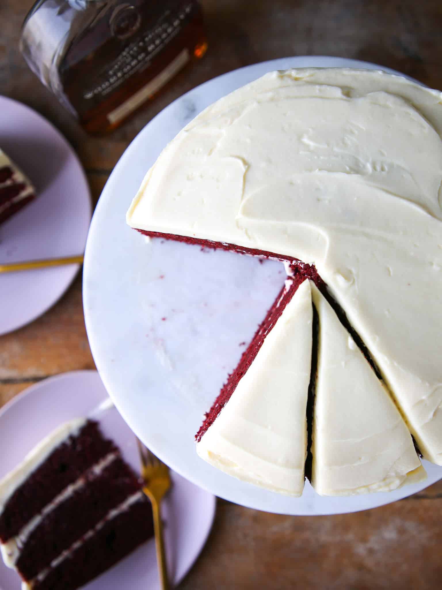 Red Velvet Layer Cake Cream Cheese Buttercream sliced cake