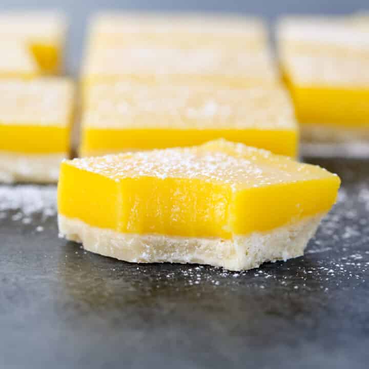 Lemon Bars Close Up of Bite