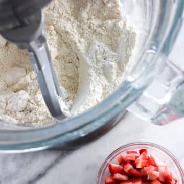 Strawberry Lemon Scone dry ingredient mixing in stand mixer