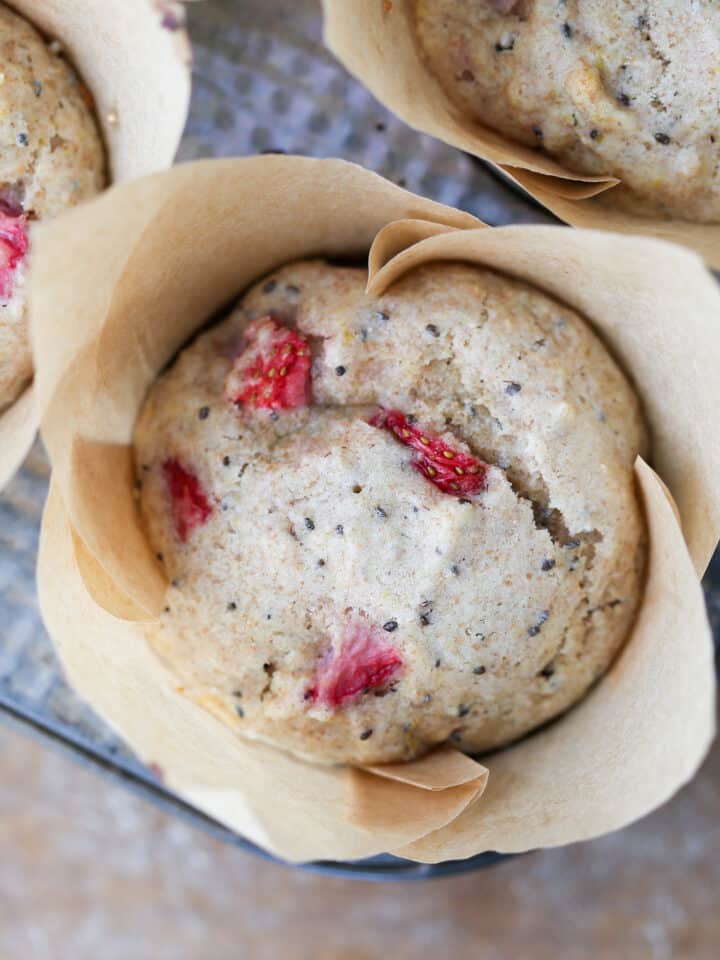 Strawberry Whole Wheat Muffin in vintage baking tin