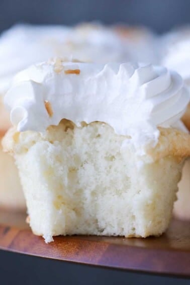 Coconut Cupcakes Fluffy White Frosting Crumb