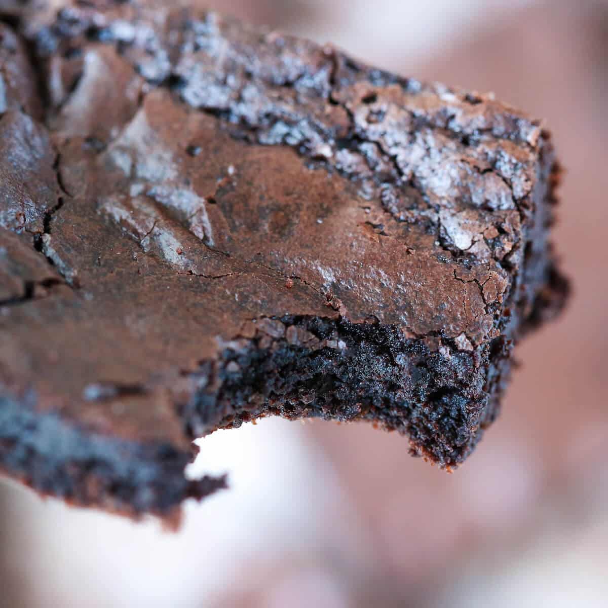 One bowl brownie with bite taken