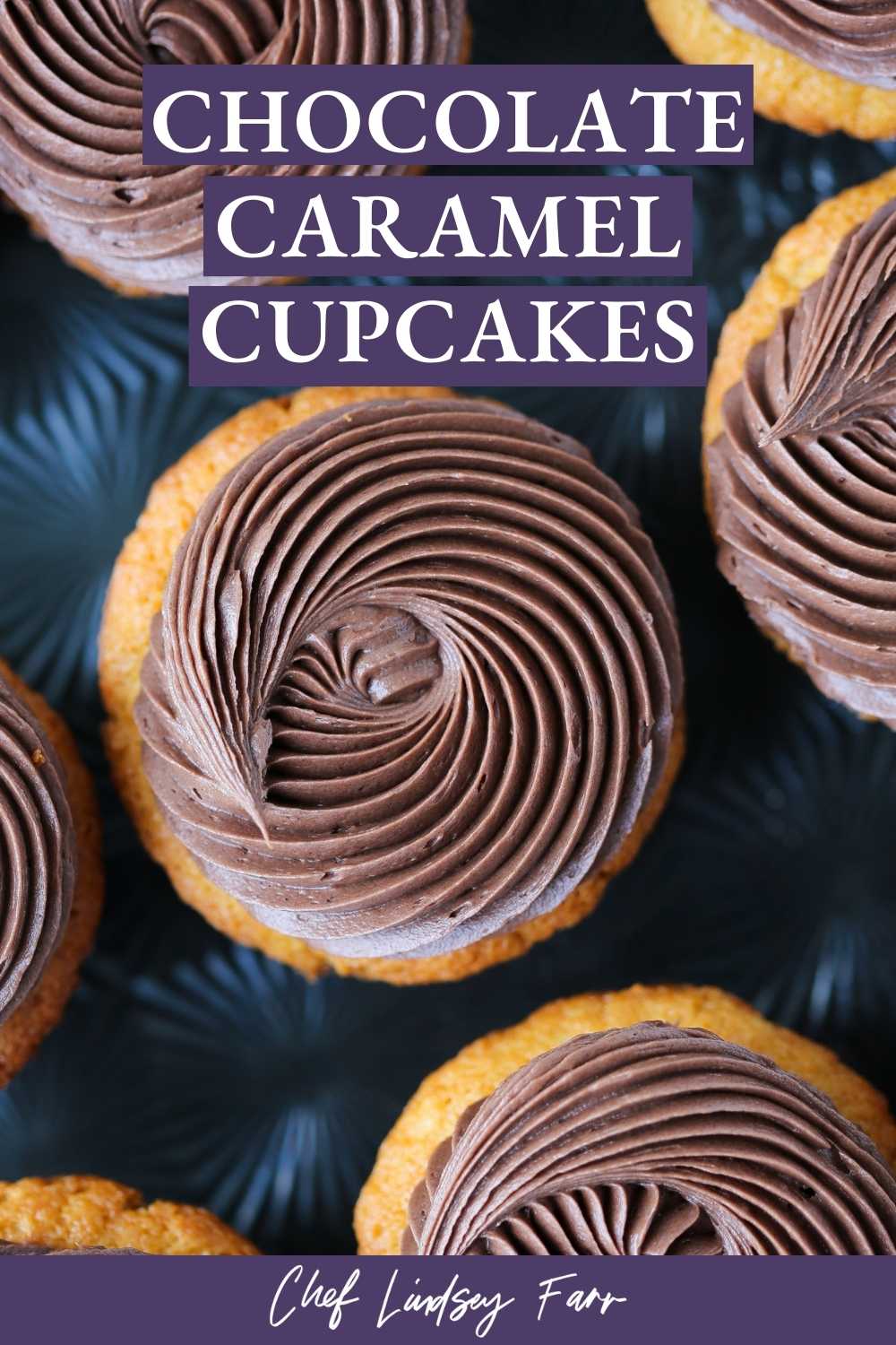 Chocolate Caramel Cupcakes Swirl Top