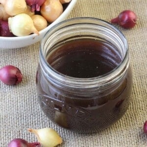 Homemade Beef Stock and pearl onions