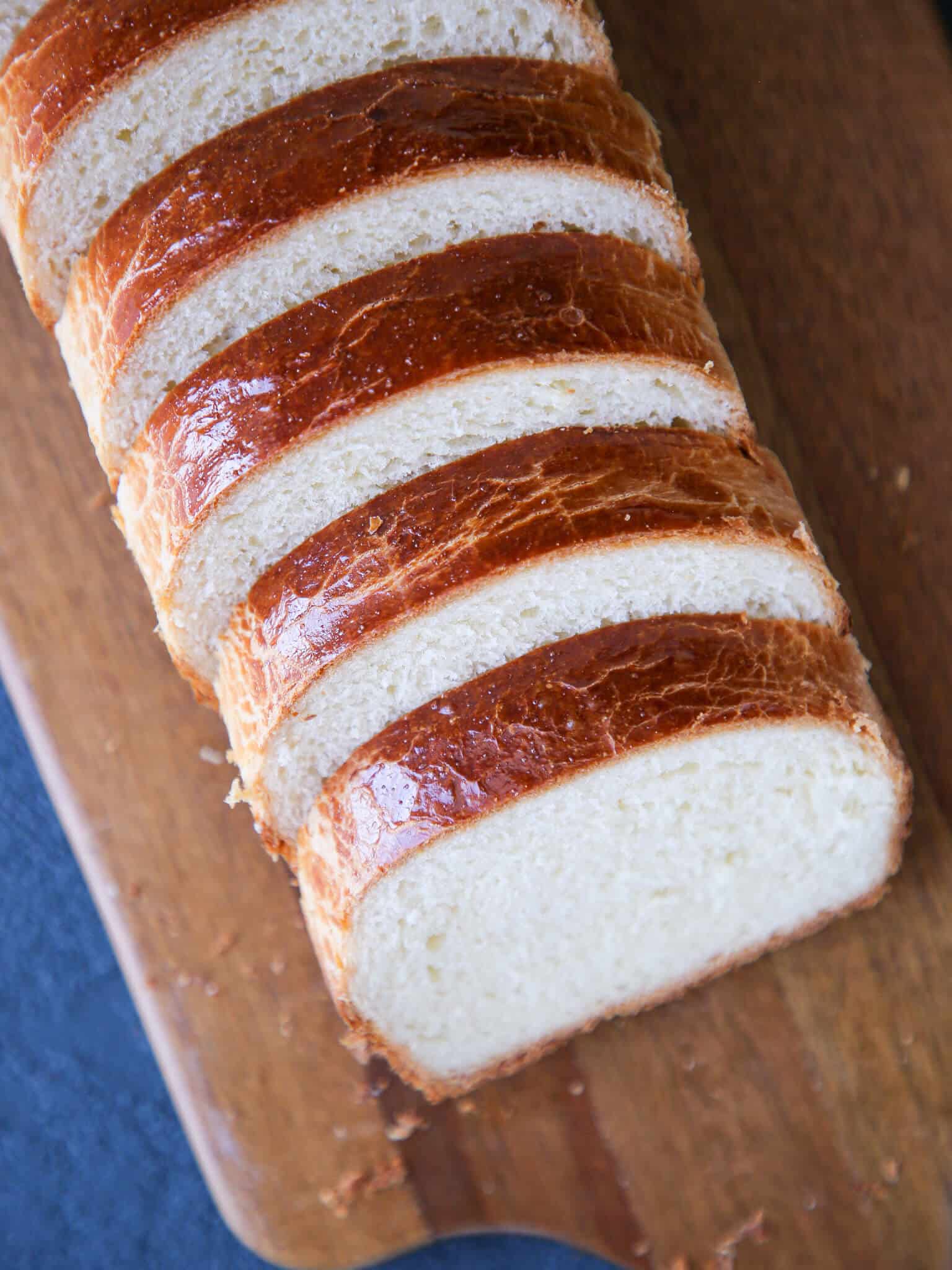 Brioche Bread sliced and shingled