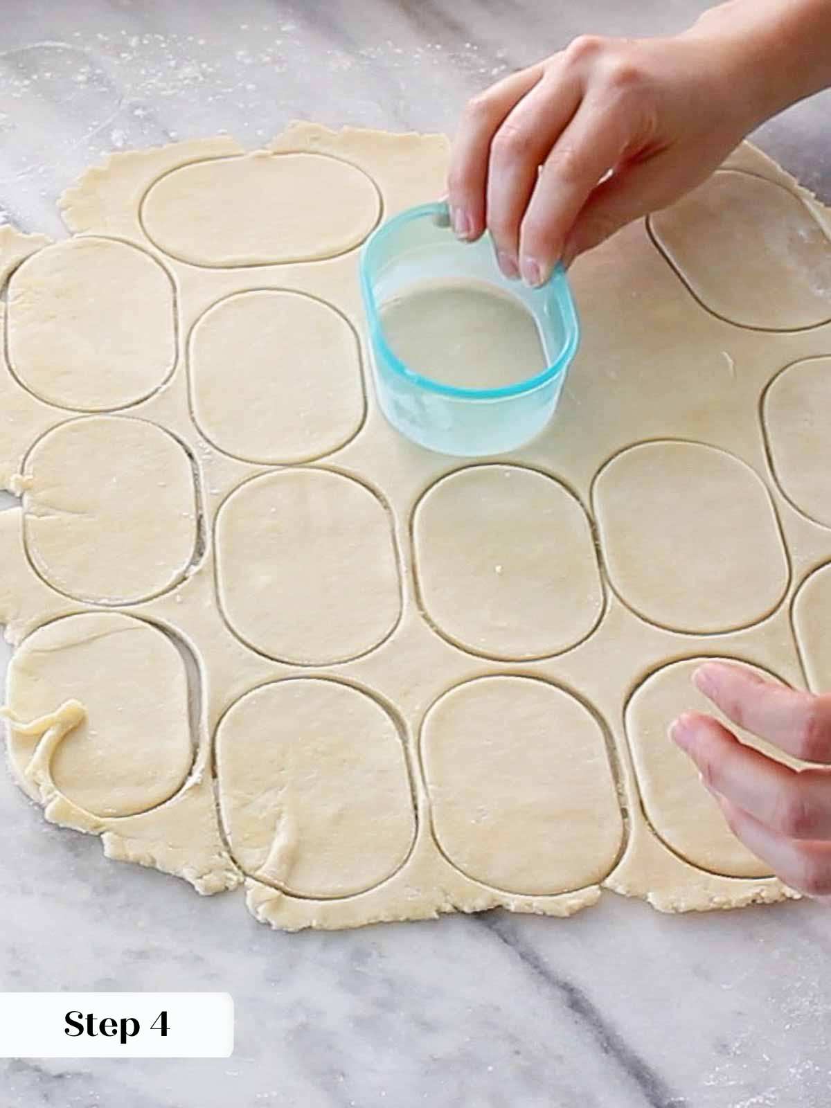 cutting pie dough for hand pies.