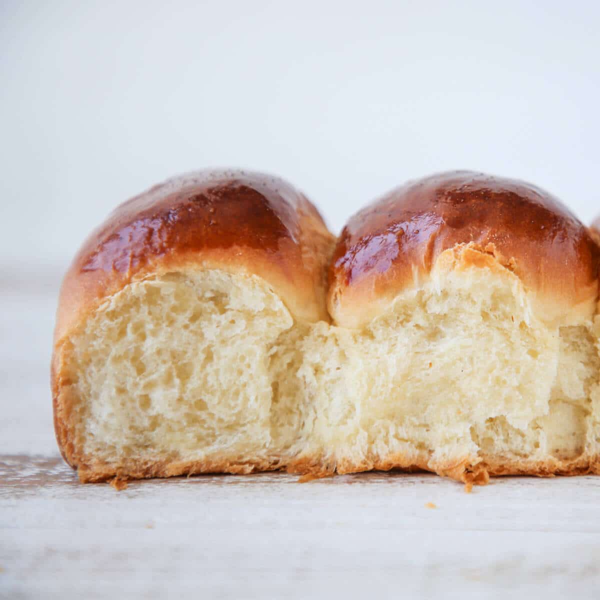 two Dinner Rolls Fluffy Interior.