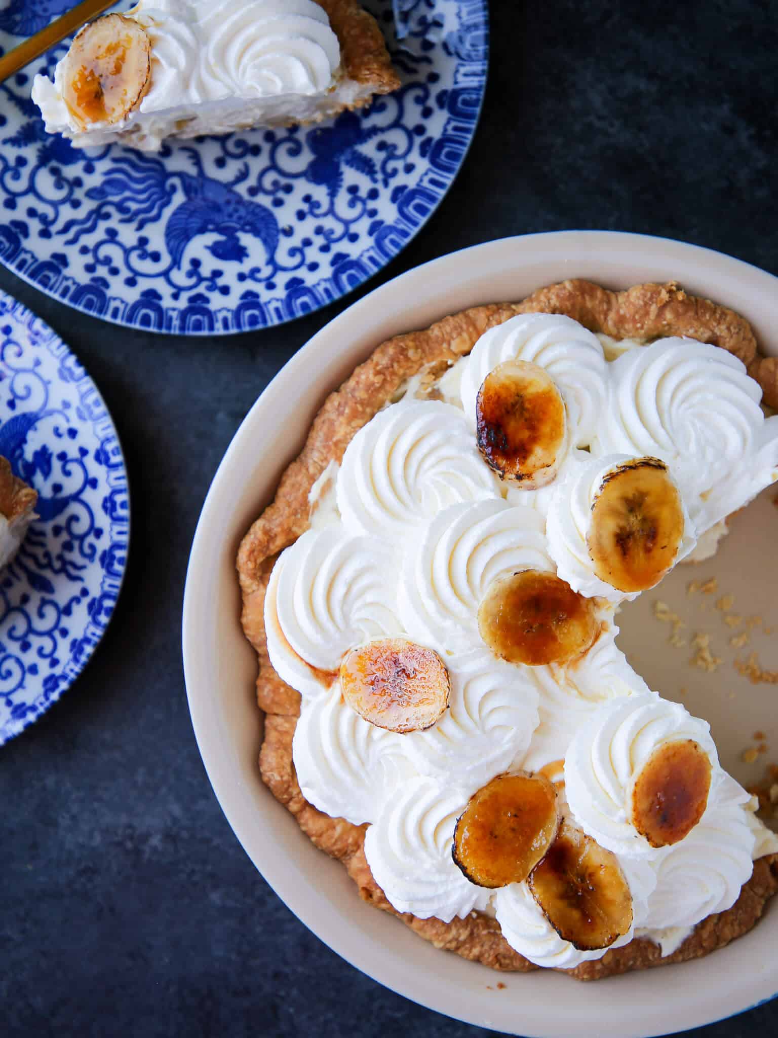 Banana Cream Pie sliced tablescape