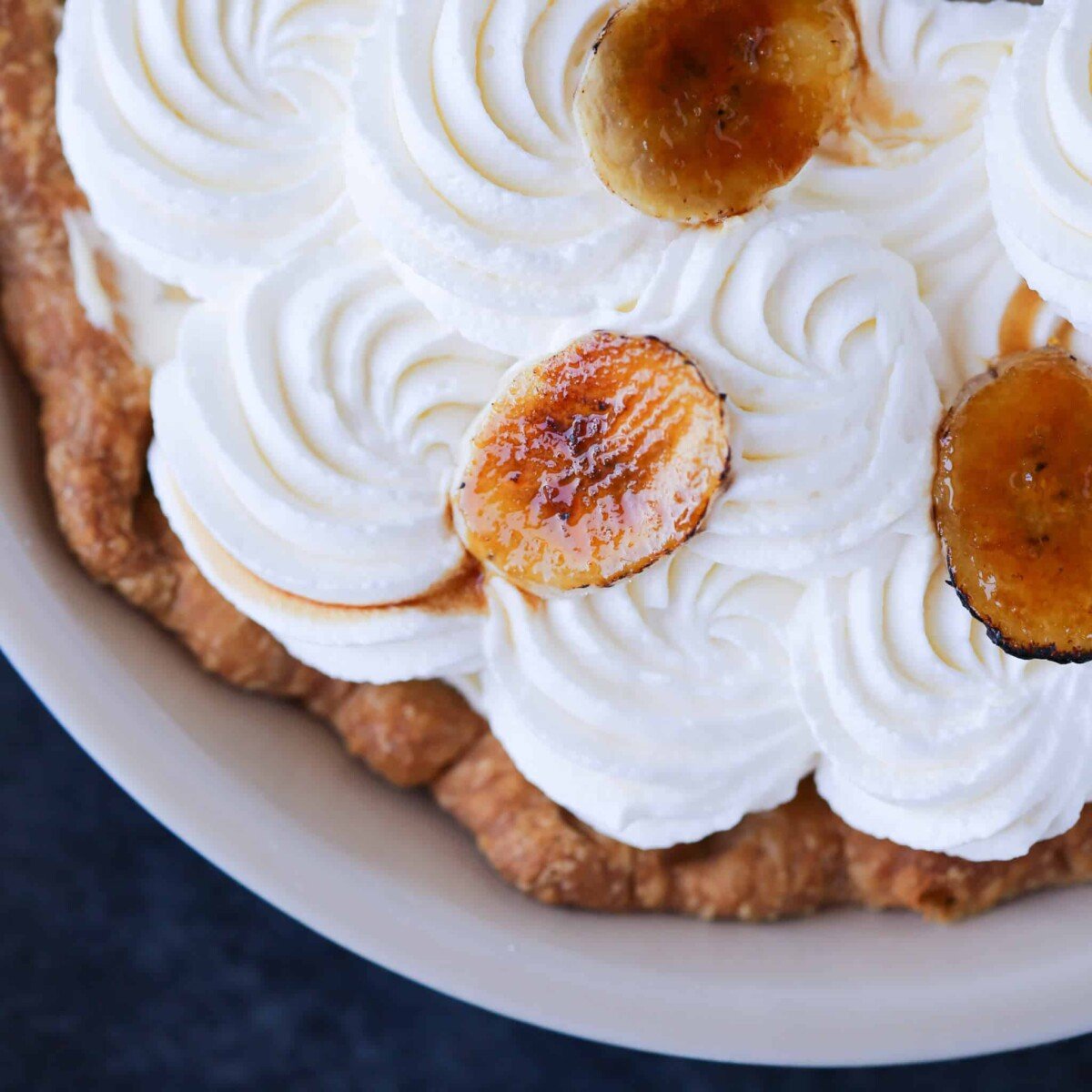 Banana Cream Pie whipped cream swirls.