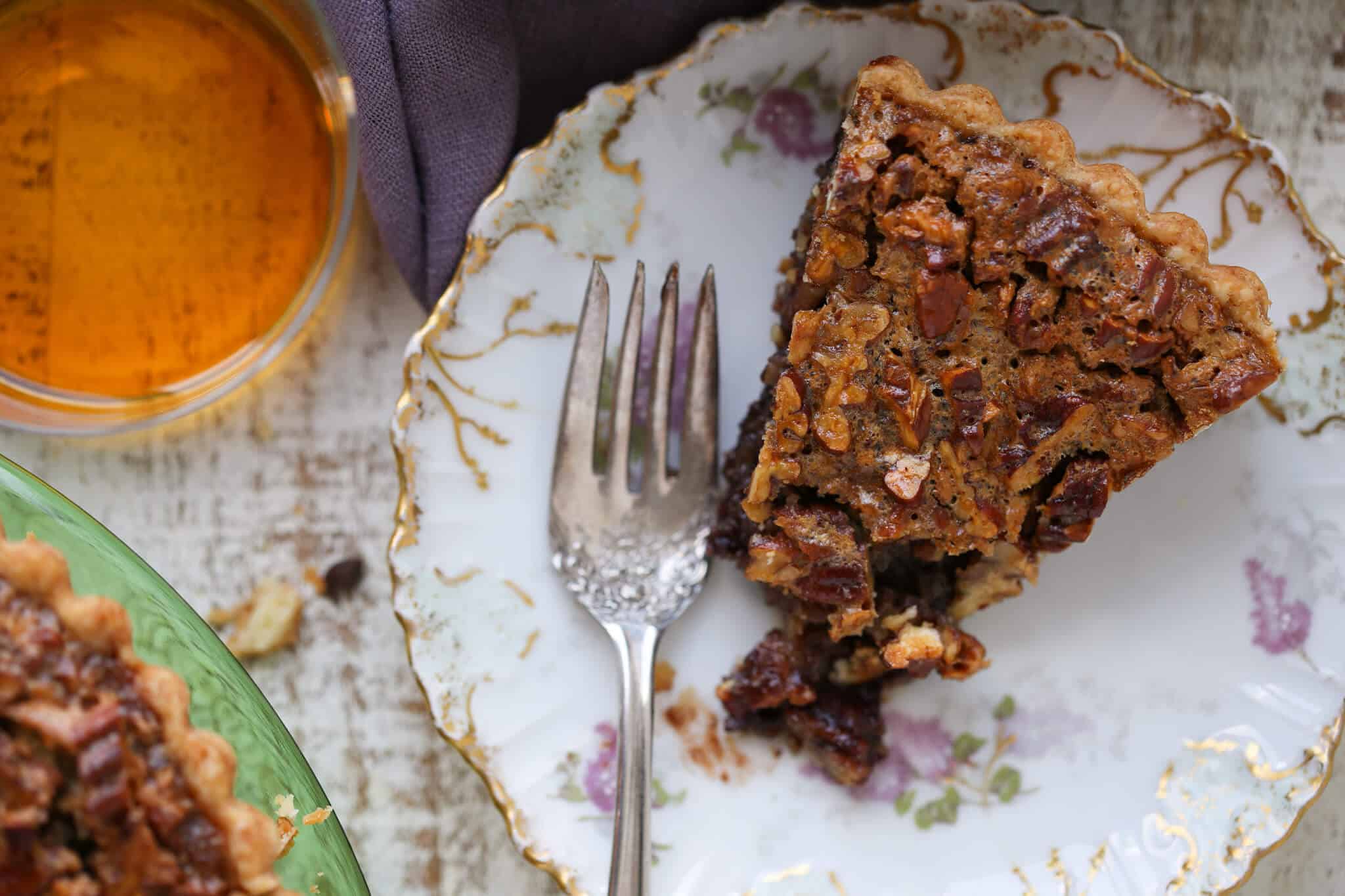 Southern Thanksgiving Pie on plate with vintage fork