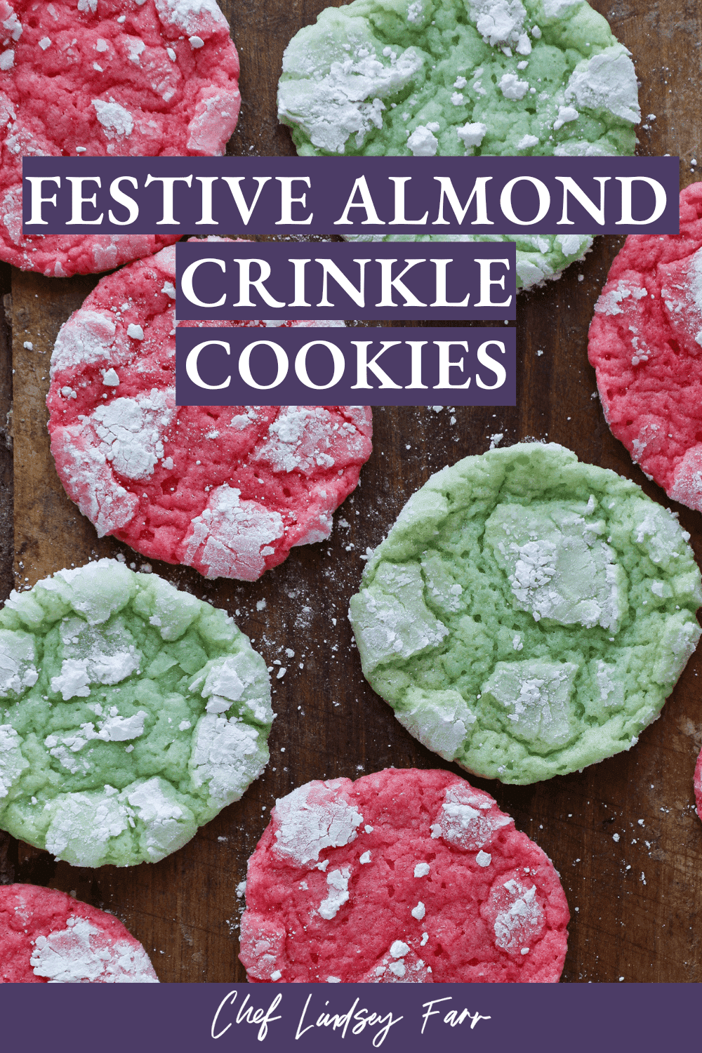 Festive Almond Crinkle Cookies Dark Background