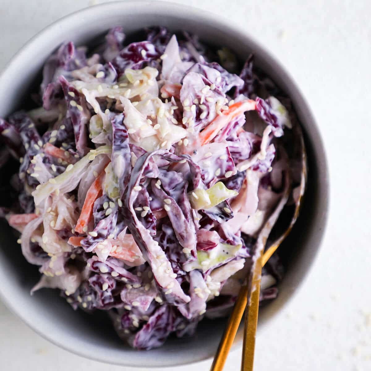 Healthy Creamy Slaw Gold Utensil