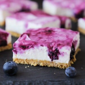 No Bake Blueberry Cheesecake Bars Perfect Slice