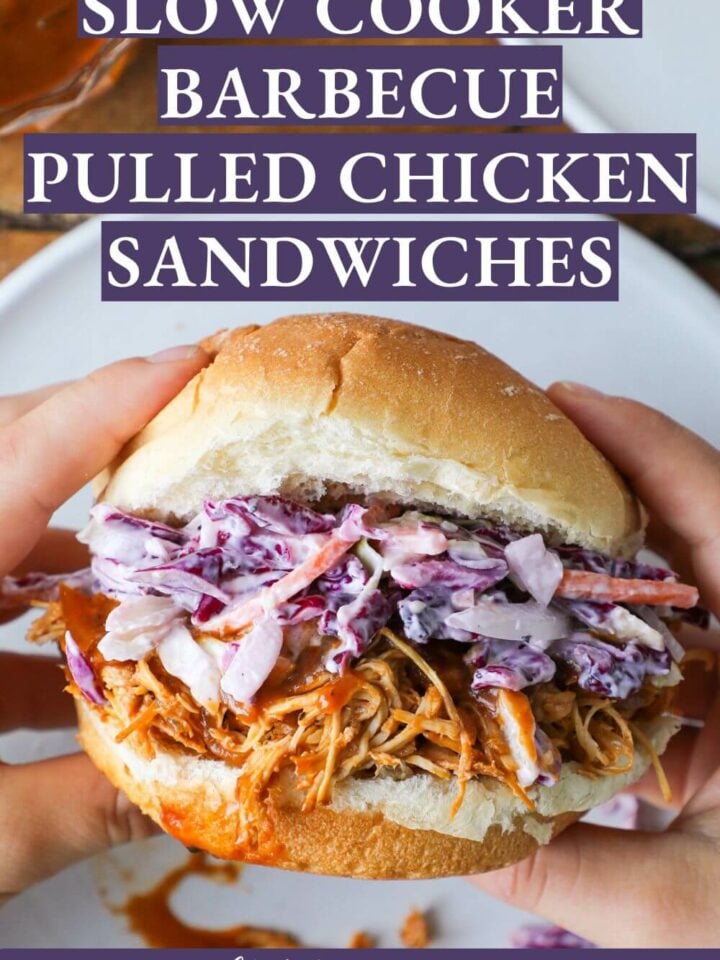 Slow Cooker Barbecue Pulled Chicken Sandwiches Colorful