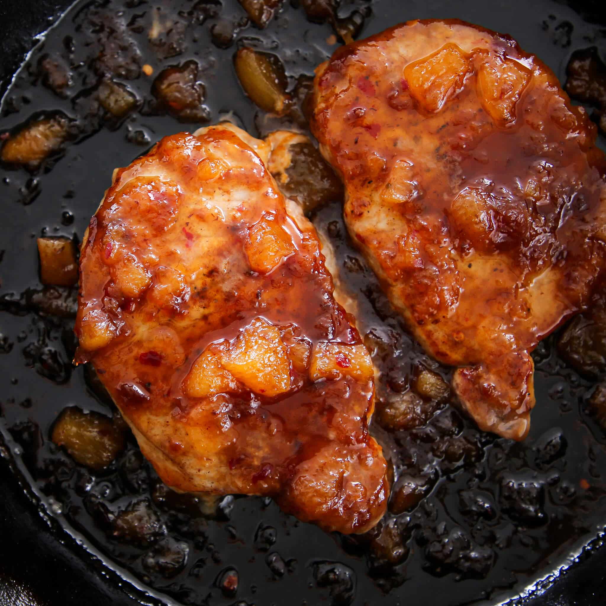 Spicy Peach Pork Chops Cooking