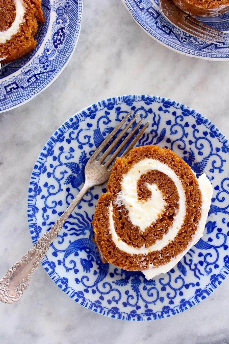 Pumpkin Roll slice vintage fork