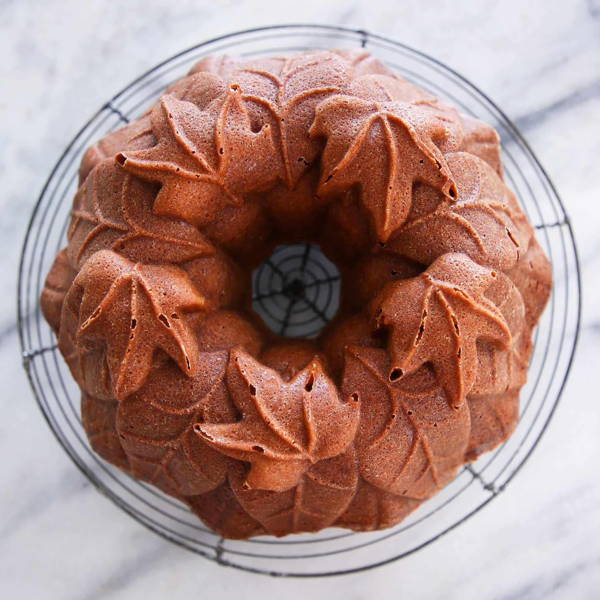 Pumpkin Spice Bundt Cake Autumn Leaves