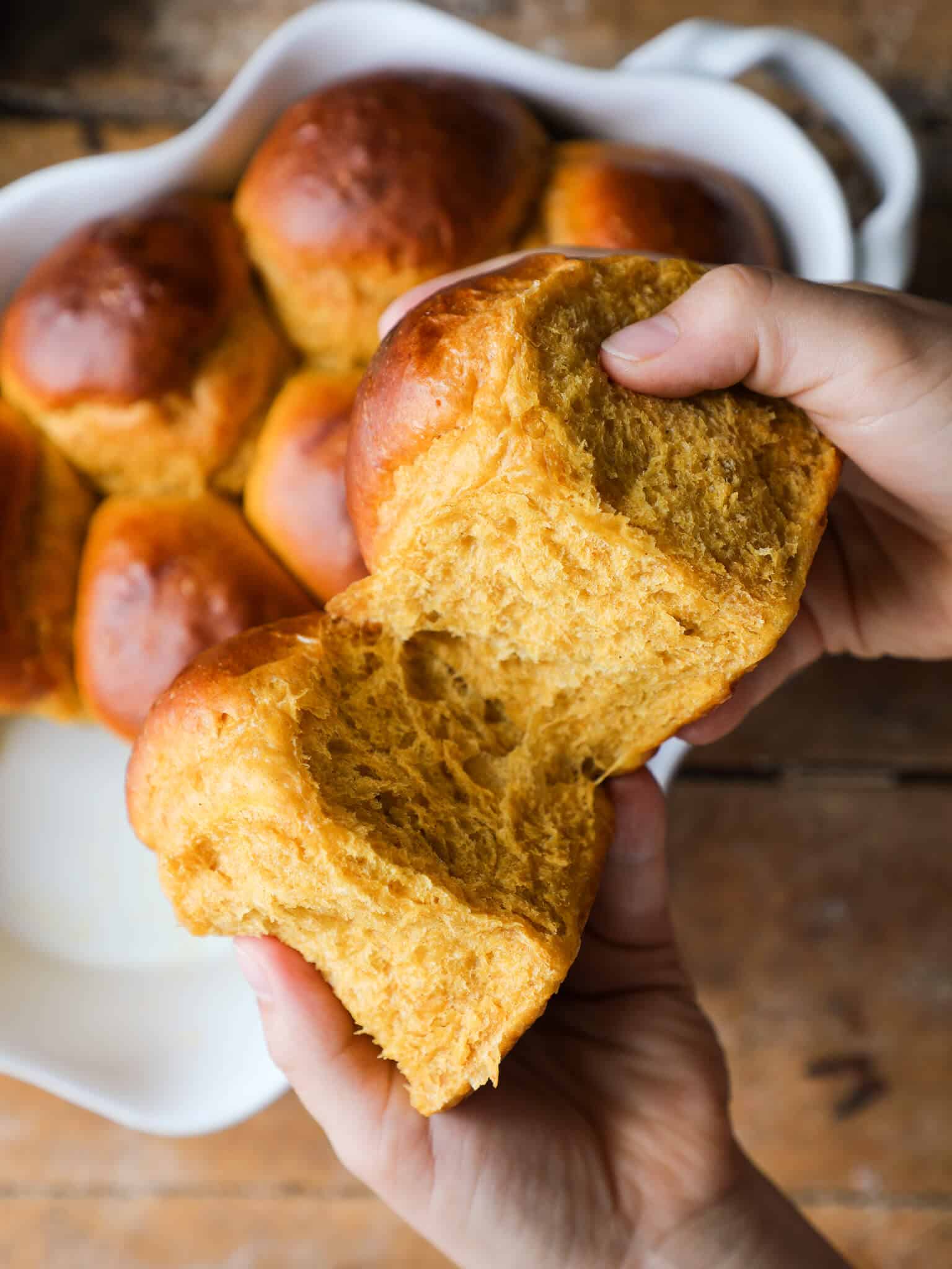 Pumpkin Spice Dinner Rolls Handheld