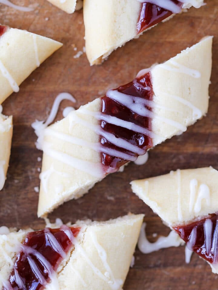 Danish Raspberry Ribbon Cookies Beautiful Closeup
