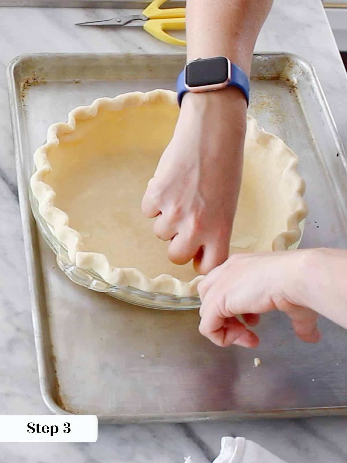 fluting pie dough.
