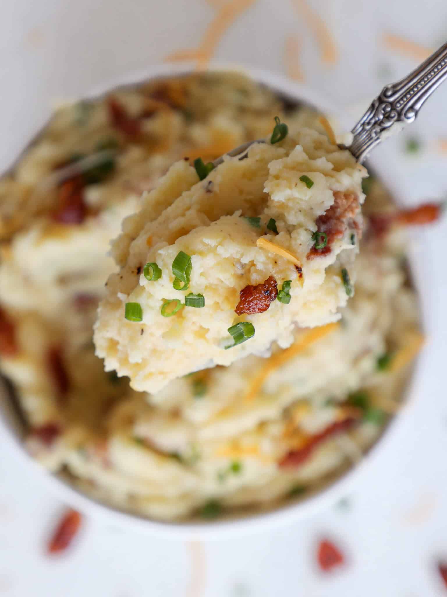 Loaded Mashed Potatoes Filled Spoon
