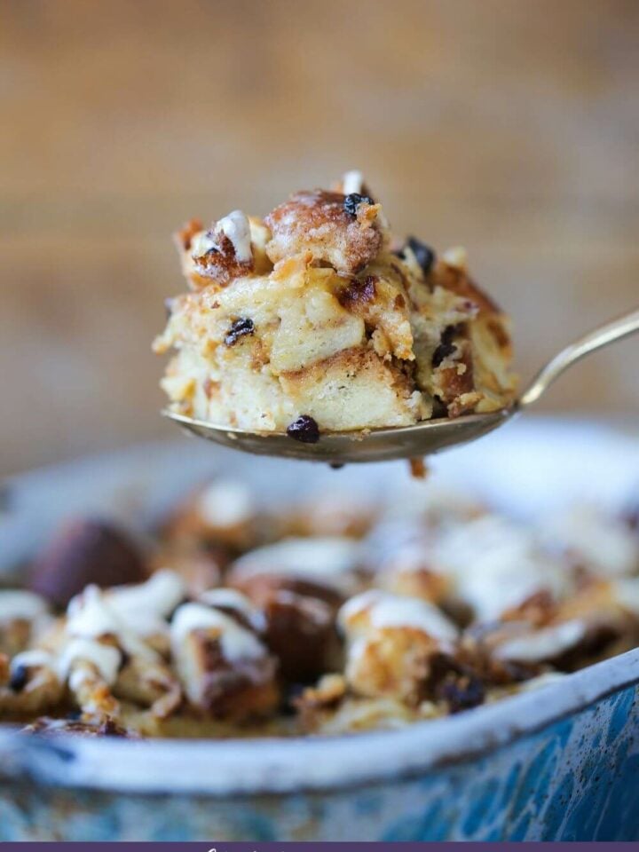 Old Fashioned Bread Pudding with Hard Sauce Purple Border