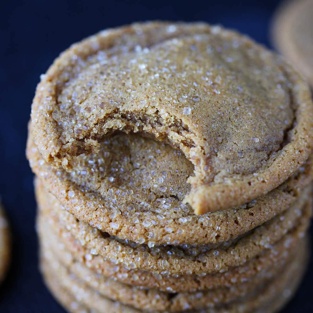 Old Fashioned Chewy Molasses Cookies Closeup