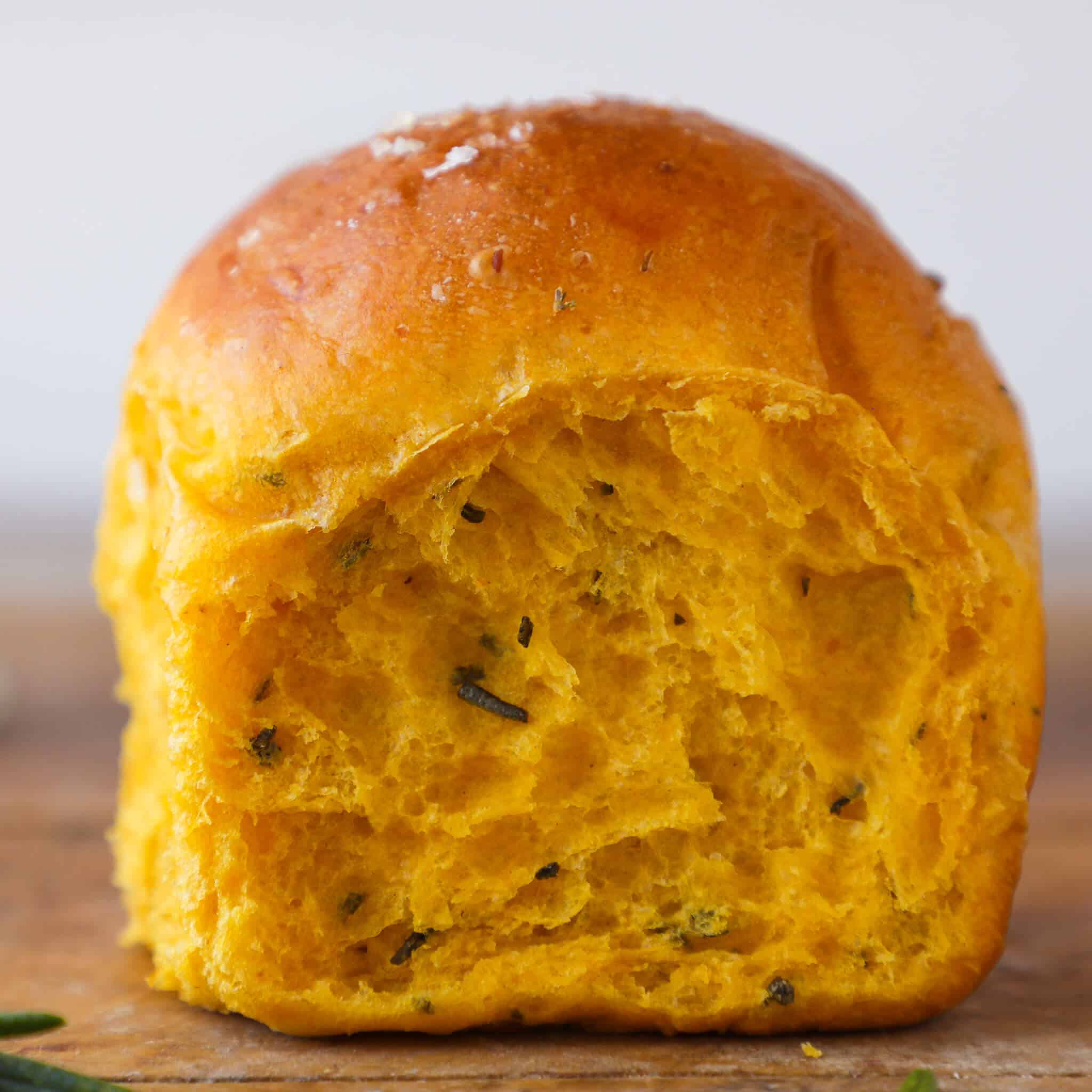 Pumpkin Herb Dinner Rolls Crumb