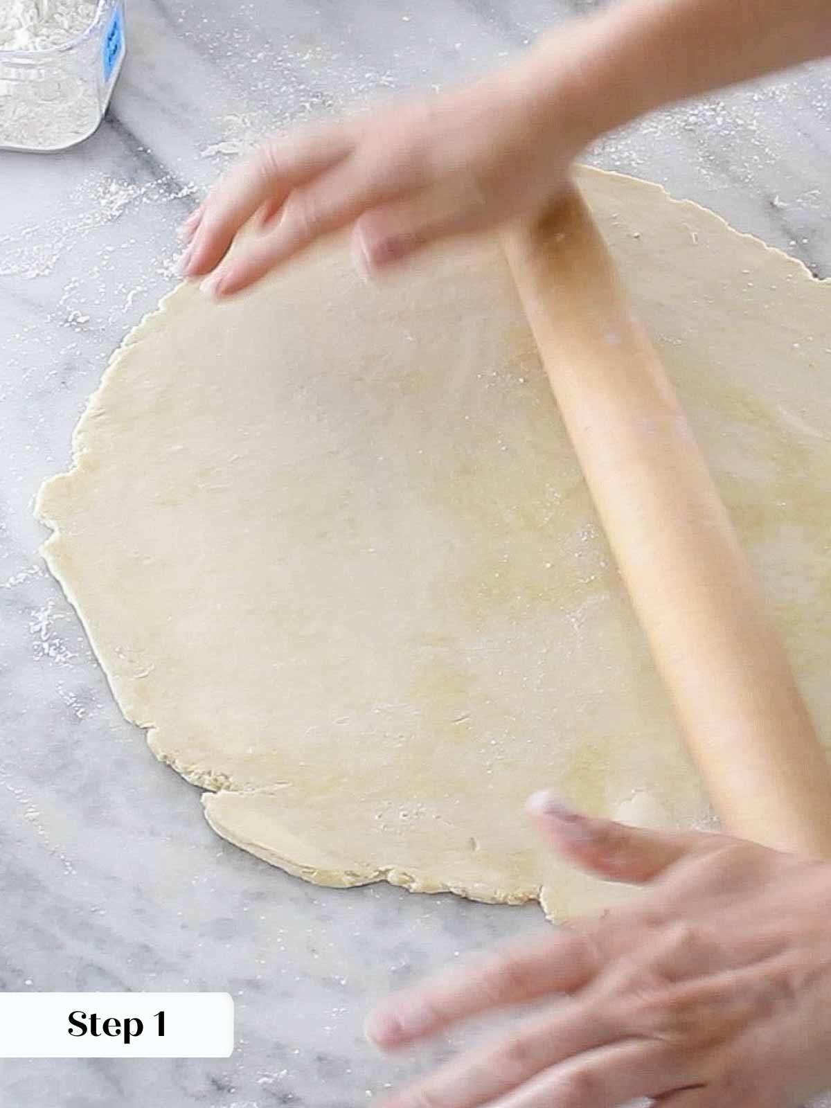 rolling pie dough.