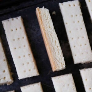 Scottish shortbread with fork holes poked in the surface.