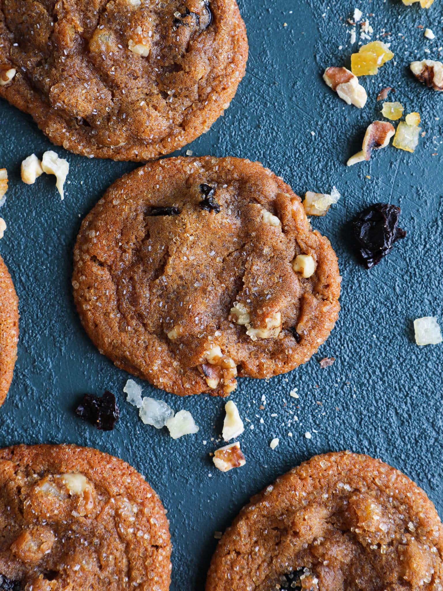 Cherry Orange Molasses Cookies Blue Background