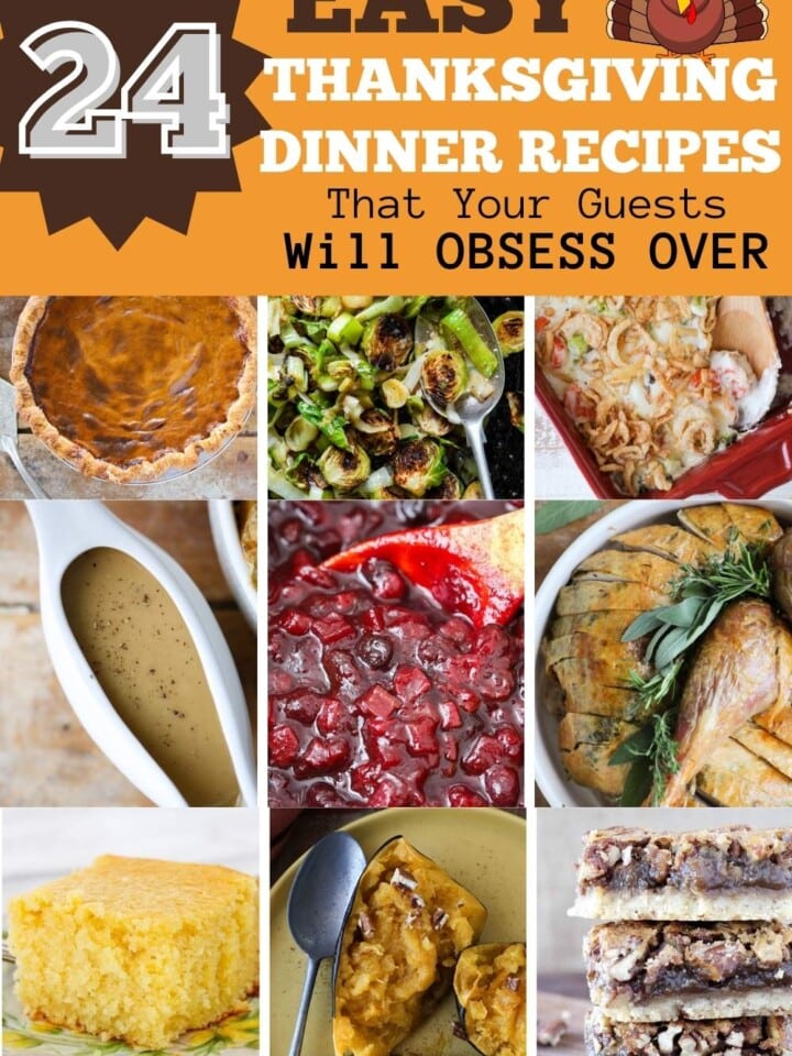 9 images of easy thanksgiving dinner recipes with text.
