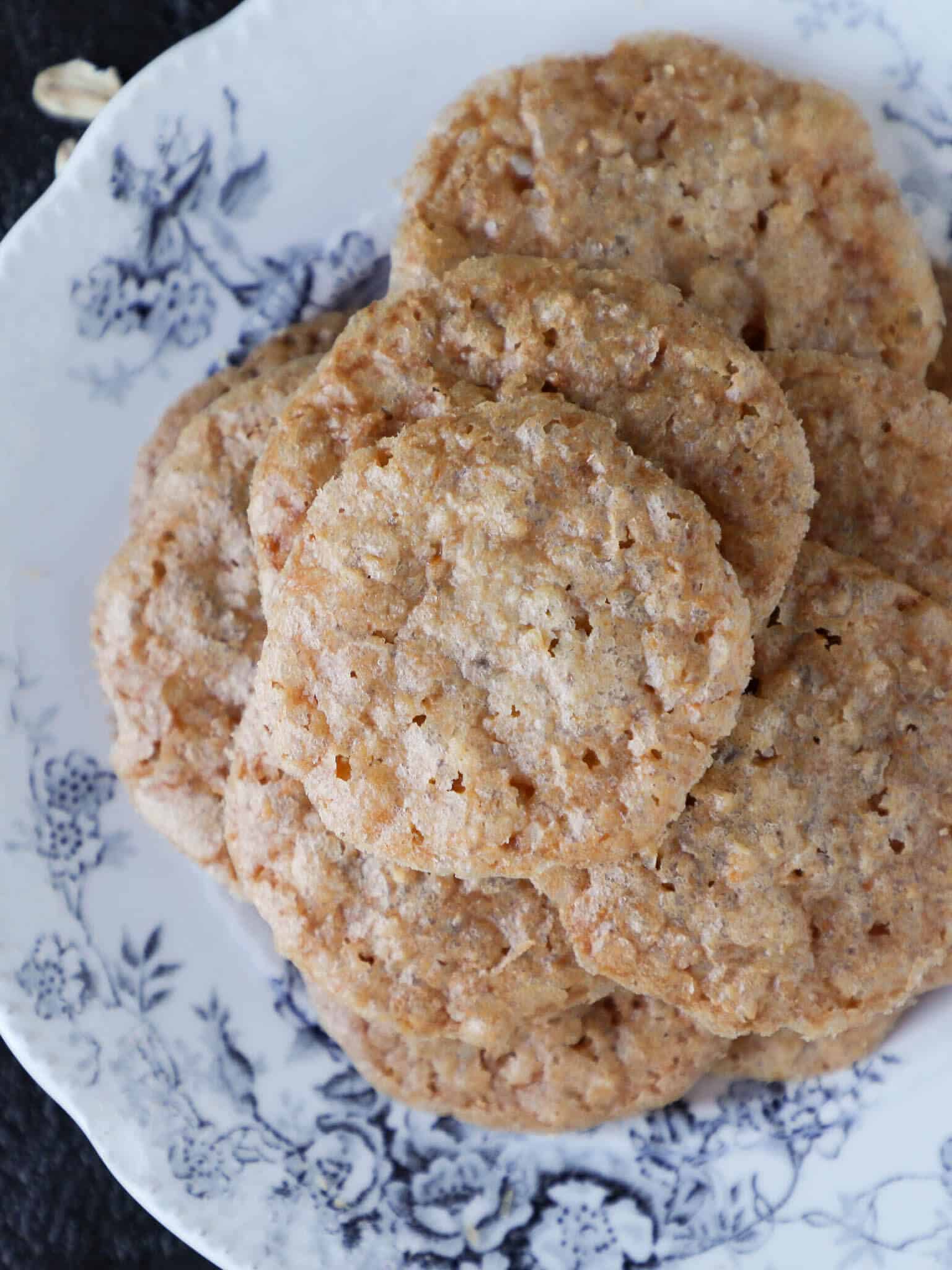 Oat Lace Cookies Blue White China.