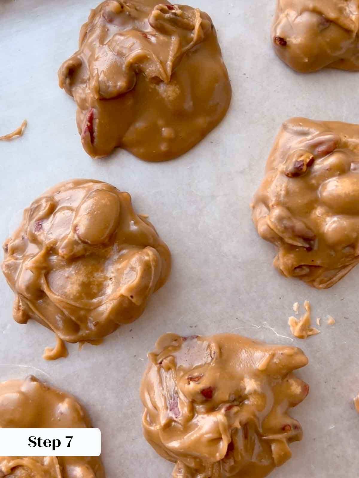 pralines on waxed paper cooling.