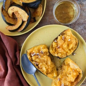 Brown Sugar Baked Acorn Squash Yellow Plate