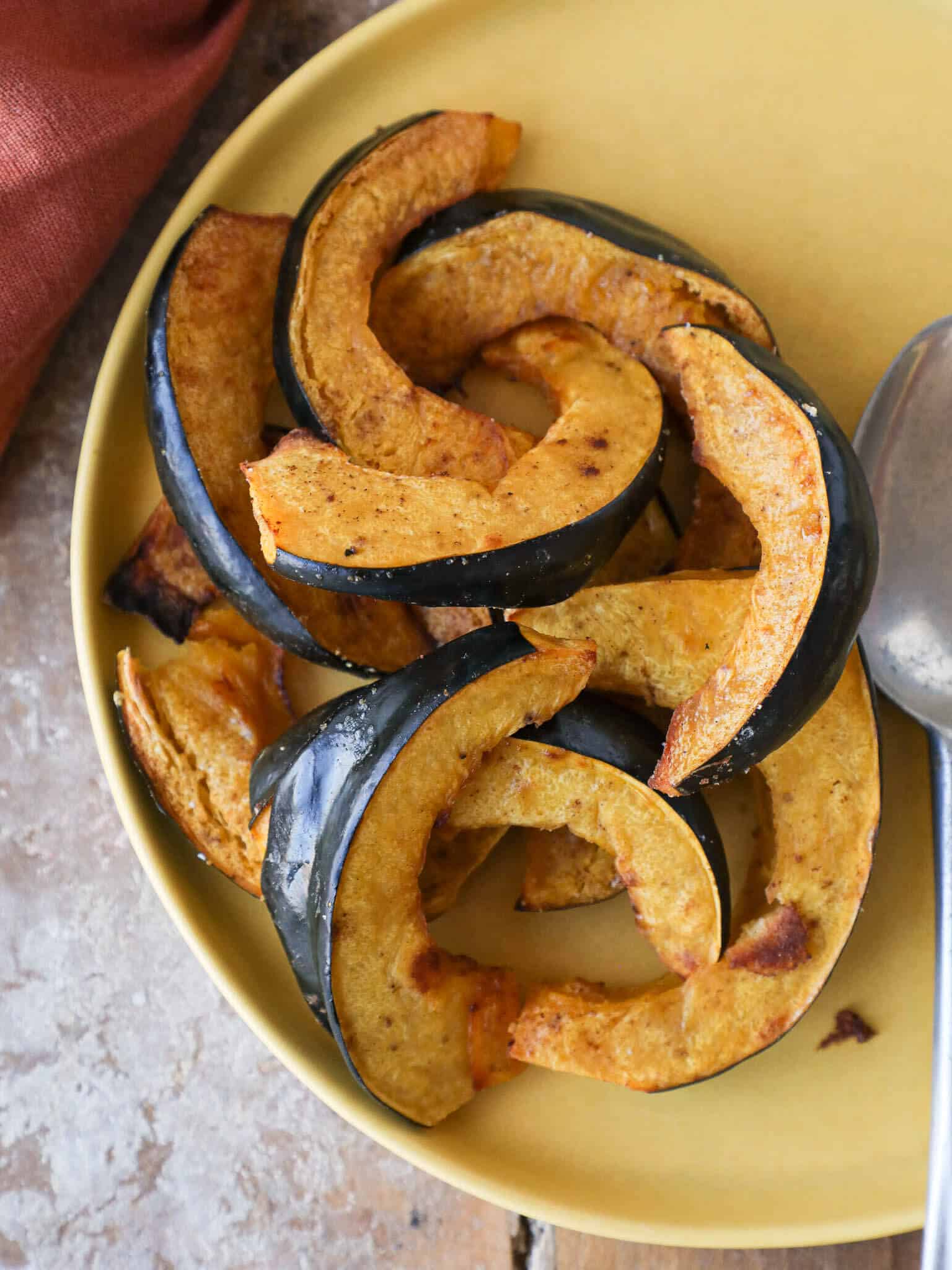 Healthy Roasted Acorn Squash Yellow Plate