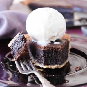 A forkful of easy chocolate pie.