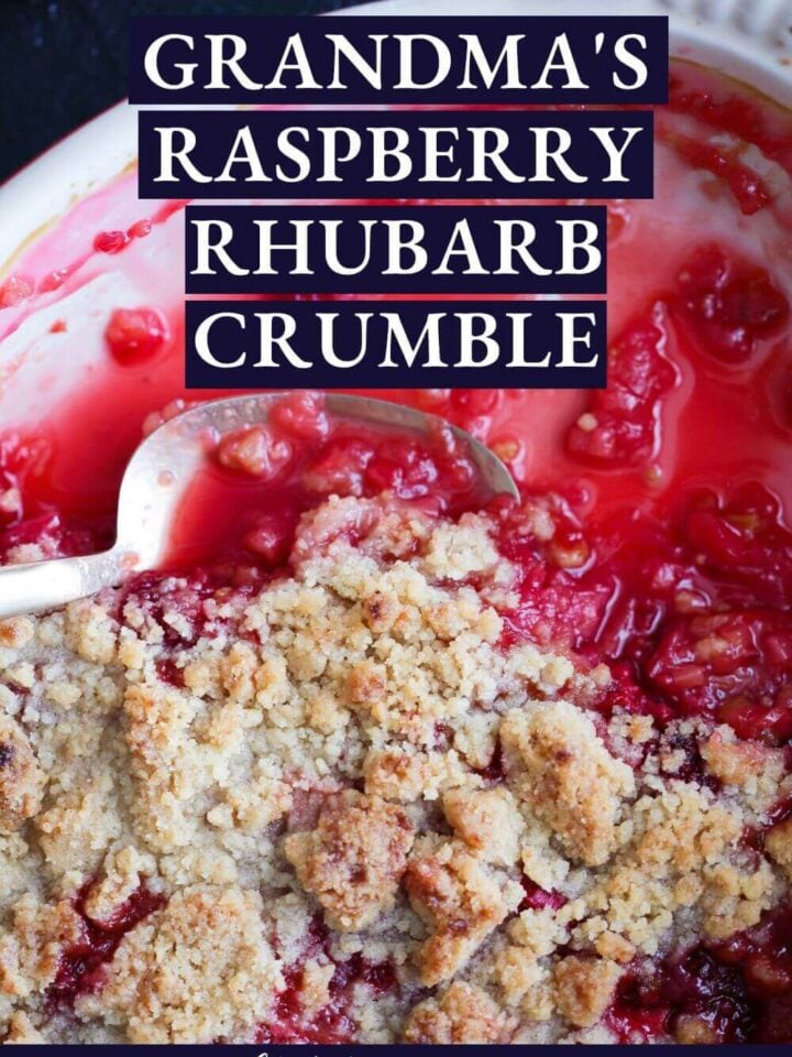 Grandma's Raspberry Rhubarb Crumble Chef Lindsey Farr.