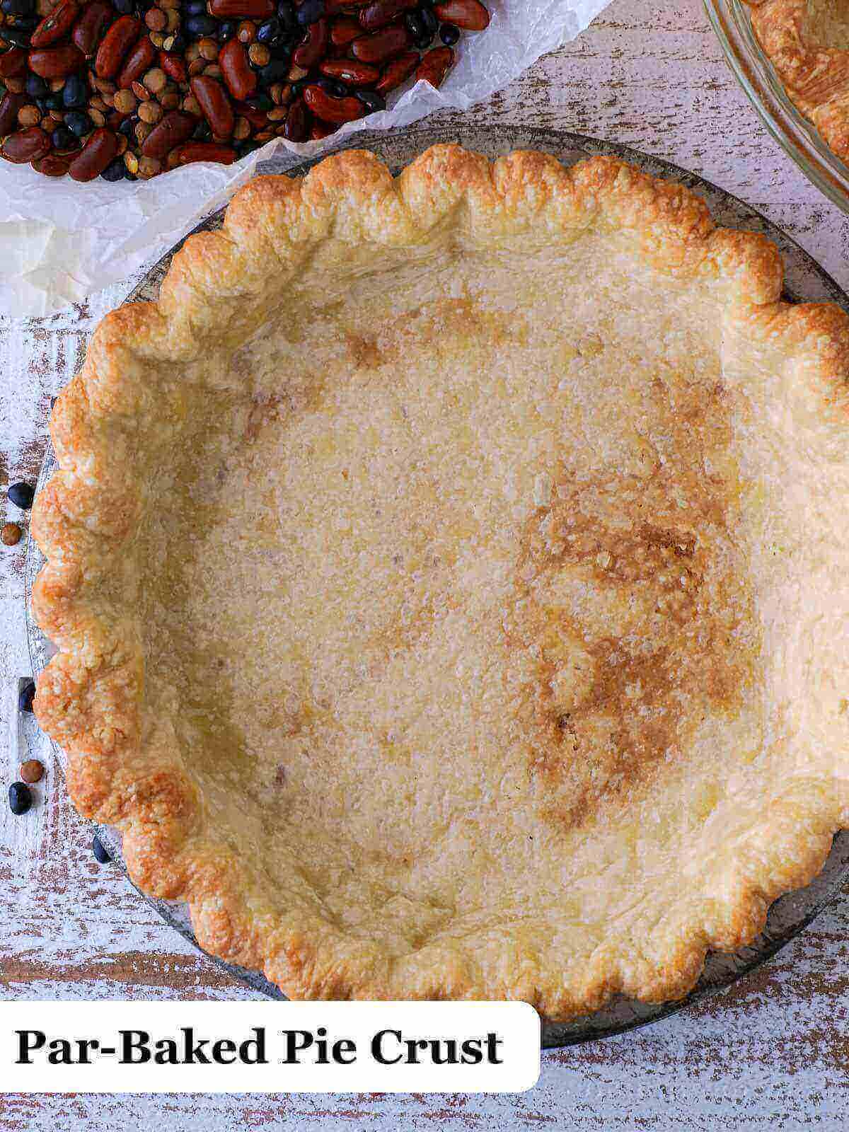 Text: a par baked pie crust.