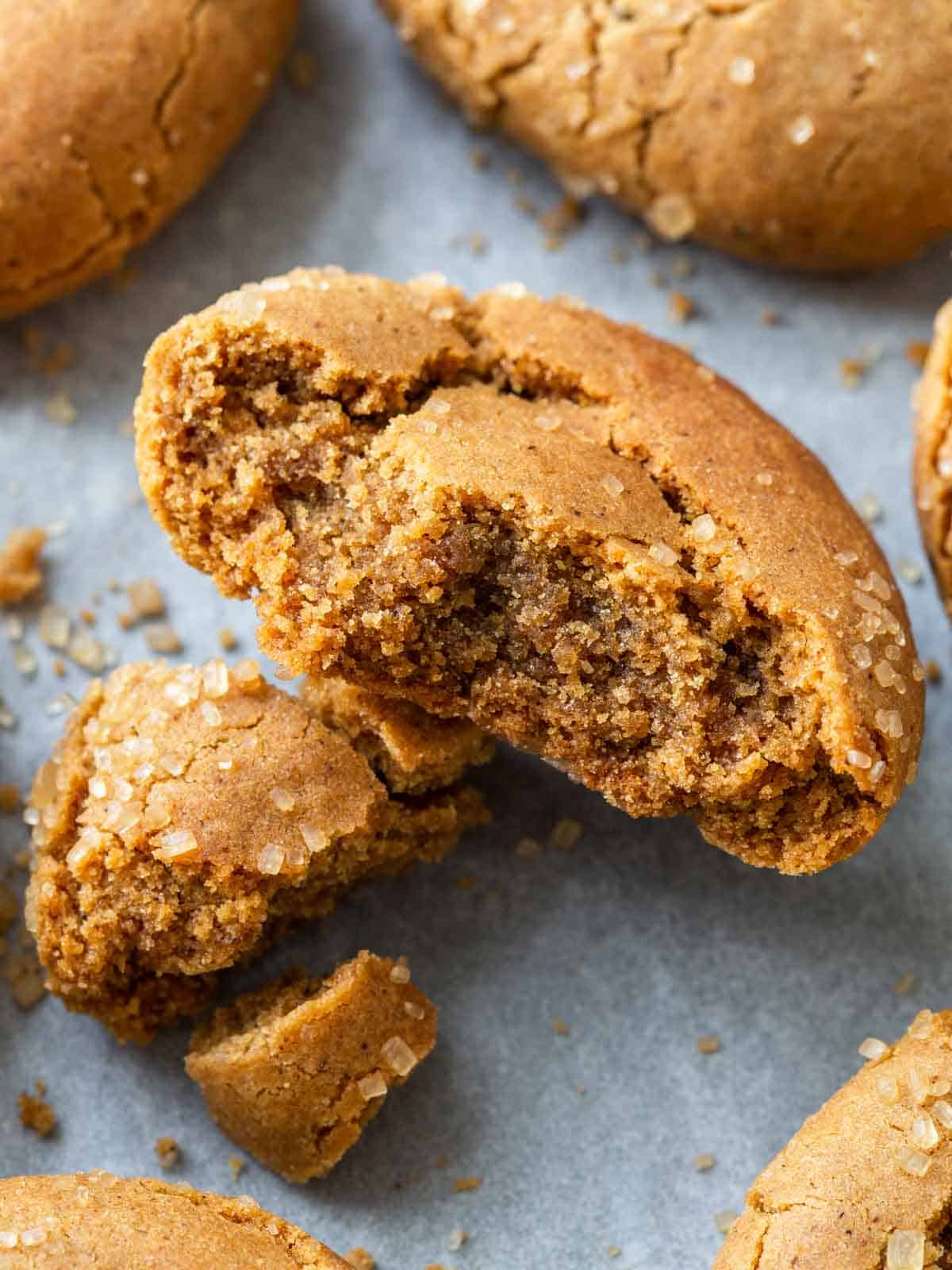 chewy molasses cookie interior.