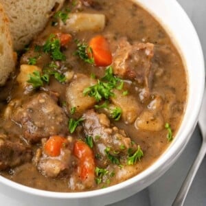 stew with beef carrots and parsley.