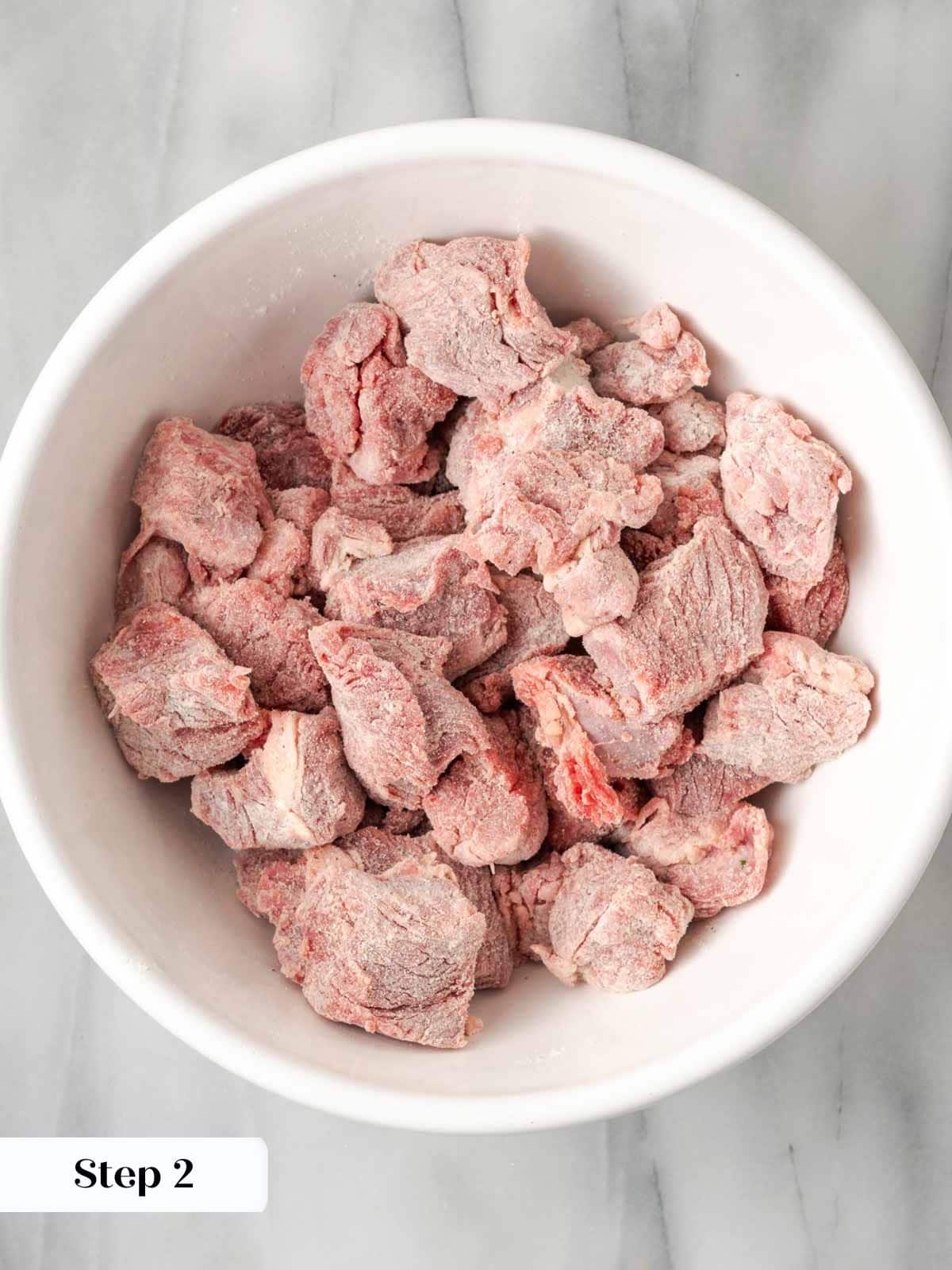 flour coated stew meat.