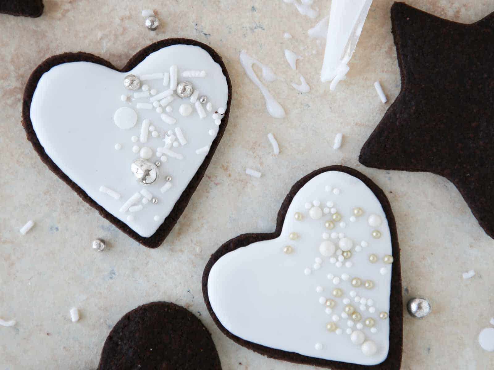 white decorated hearts for weddings.