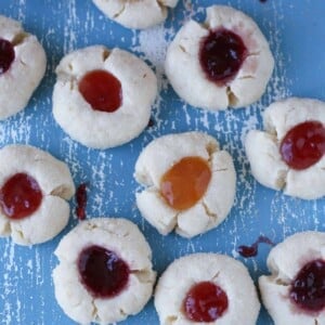 thumbprints with different jams scattered.