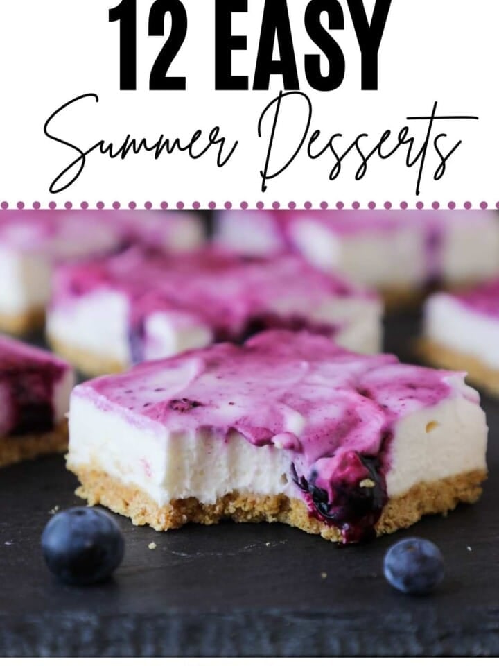 blueberry cheesecake bar with text.