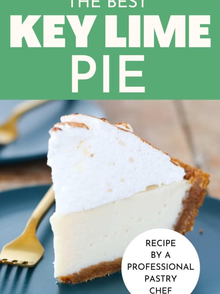 slice of key lime pie on plate.